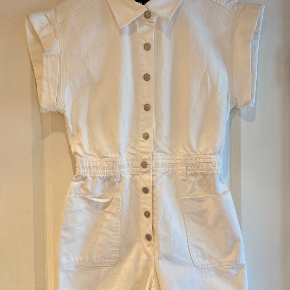Blank NYC White Jean Short Romper